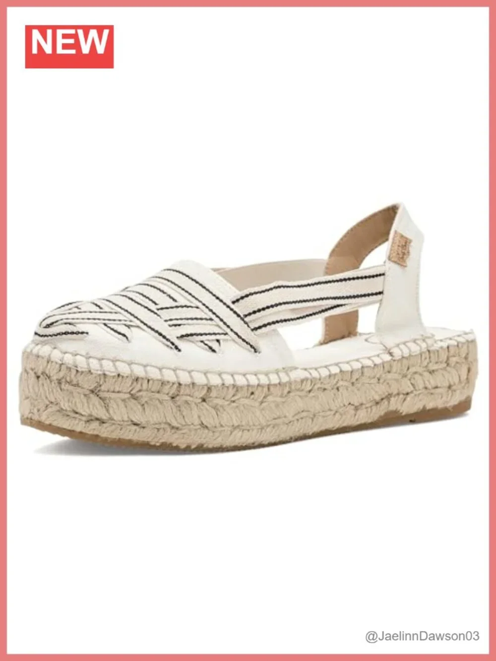 Women's Espadrille Flats with Cotton Crossover Straps, Slip-On Style